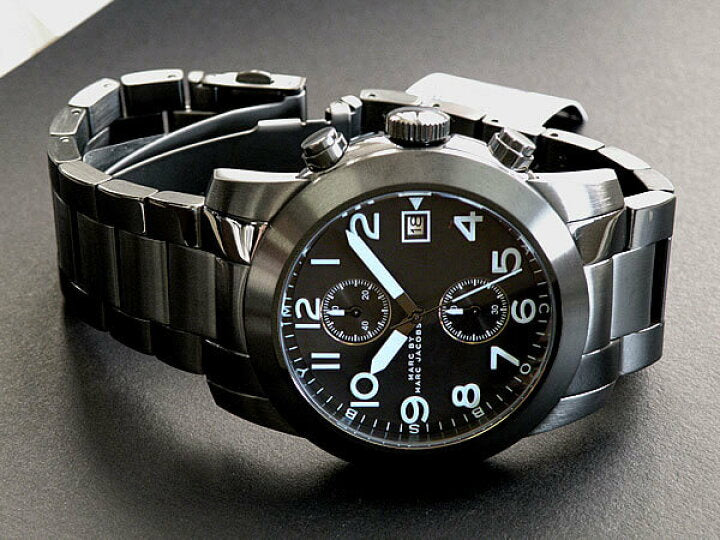Marc Jacobs Larry Chronograph Black Dial Grey Steel Strap Watch for Men - MBM5051 Buy Now By Marc Jacobs