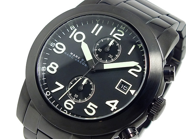 Marc Jacobs Larry Chronograph Black Dial Black Steel Strap Watch for Men - MBM5052 Buy Now By Marc Jacobs