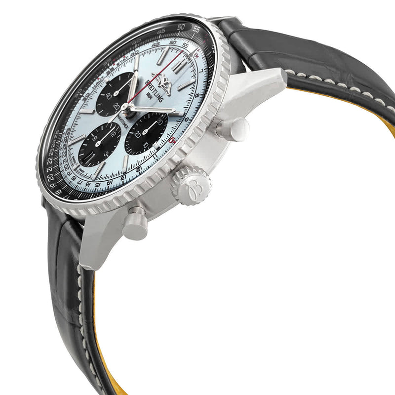Shop Breitling Navitimer B01 Chronograph 43 Blue Dial Black Leather Strap Watch for Men - AB0138241C1P1 in USA
