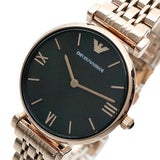 Emporio Armani Gianni T-Bar Black Dial Rose Gold Strap Watch For Women - AR11145 Buy Now By Emporio Armani