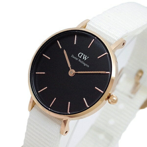 Daniel Wellington Classic Petite Dover Black Dial White NATO Strap Watch For Women - DW00100314 Buy Now By Daniel Wellington