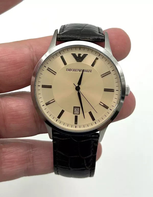 Emporio Armani Classic Quartz Brown Dial Brown Leather Strap Watch For Men - AR2427 Buy Now By Emporio Armani