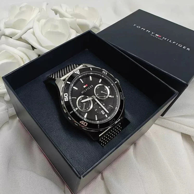 Tommy Hilfiger Jordan Chronograph Black Dial Silver Mesh Strap Watch For Men - 1792092 Buy Now By Tommy Hilfiger