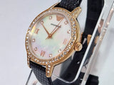 Emporio Armani Cleo Three-Hand Mother of Pearl Dial Black Leather Strap Watch For Women - AR11485 Buy Now By Emporio Armani