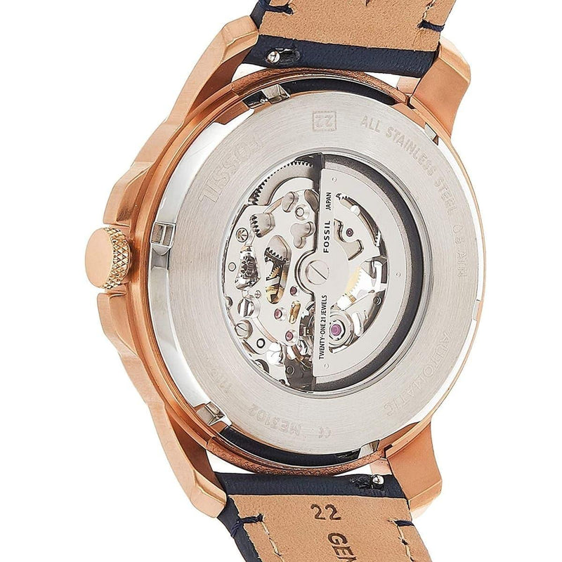 Fossil Grant Automatic Skeleton Blue Dial Blue Leather Strap Watch for Men - ME3102 Buy Now By Fossil
