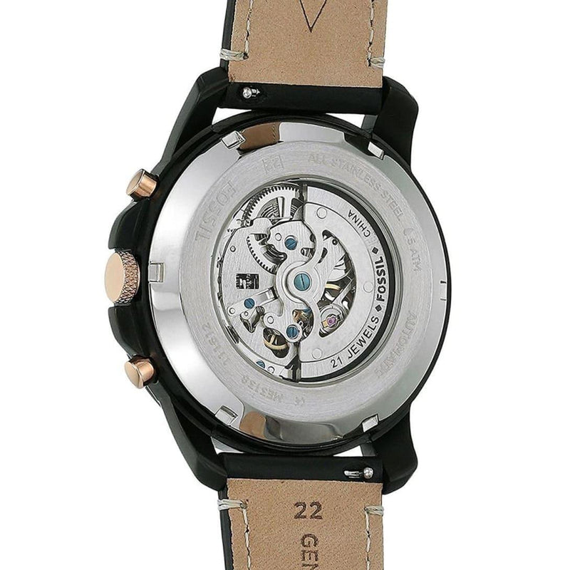Fossil Grant Sport Automatic Skeleton Black Dial Black Leather Strap Watch for Men - ME3138 Buy Now By Fossil