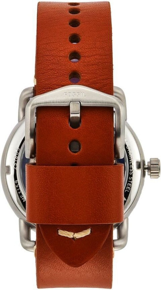 Fossil Commuter Automatic Skeleton Blue Dial Brown Leather Strap Watch for Men - ME3159 Buy Now By Fossil
