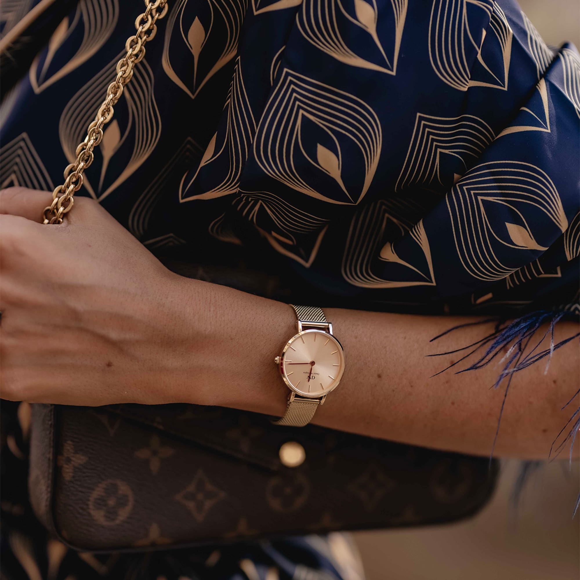 Daniel Wellington Petite Rose Gold Dial Rose Gold Mesh Bracelet Watch For Women - DW00100471