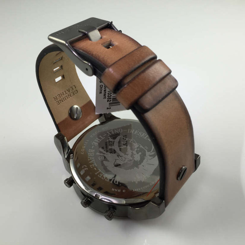 Shop Diesel Mr Daddy 2.0 Black Dial Brown Leather Strap Watch For Men - DZ7332 in USA