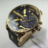 Diesel Mr Daddy Chronograph Black Dial Black Leather Strap Watch For Men - DZ7371 Buy Now By Diesel
