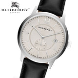 Shop Burberry The Classic Horseferry Beige Dial Black Leather Strap Watch for Men - BU10000 in USA