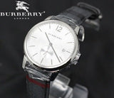 Shop Burberry Classic Round Cream Dial Black Leather Strap Watch for Men - BU10008 in USA