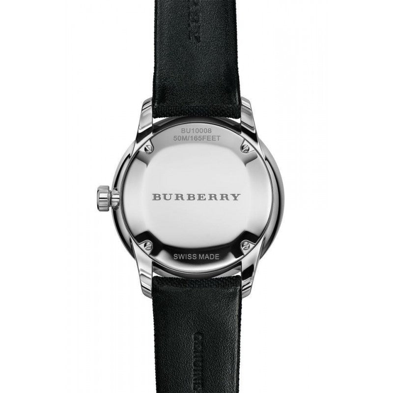 Shop Burberry Classic Round Cream Dial Black Leather Strap Watch for Men - BU10008 in USA