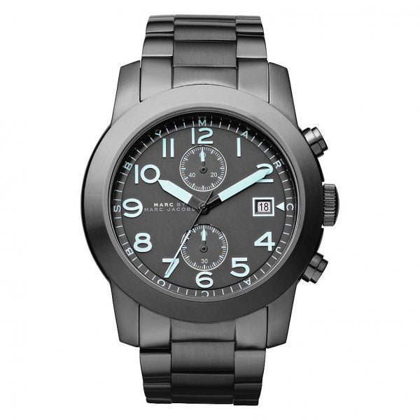 Shop Marc Jacobs Larry Chronograph Black Dial Gunmetal Grey Steel Strap Watch for Men - MBM5031 in USA