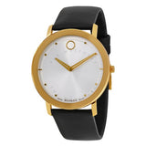 Movado TC Silver Dial Black Leather Strap Watch For Men - 606695 Buy Now By Movado