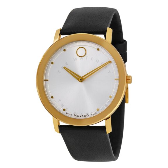 Movado TC Silver Dial Black Leather Strap Watch For Men - 606695 Buy Now By Movado