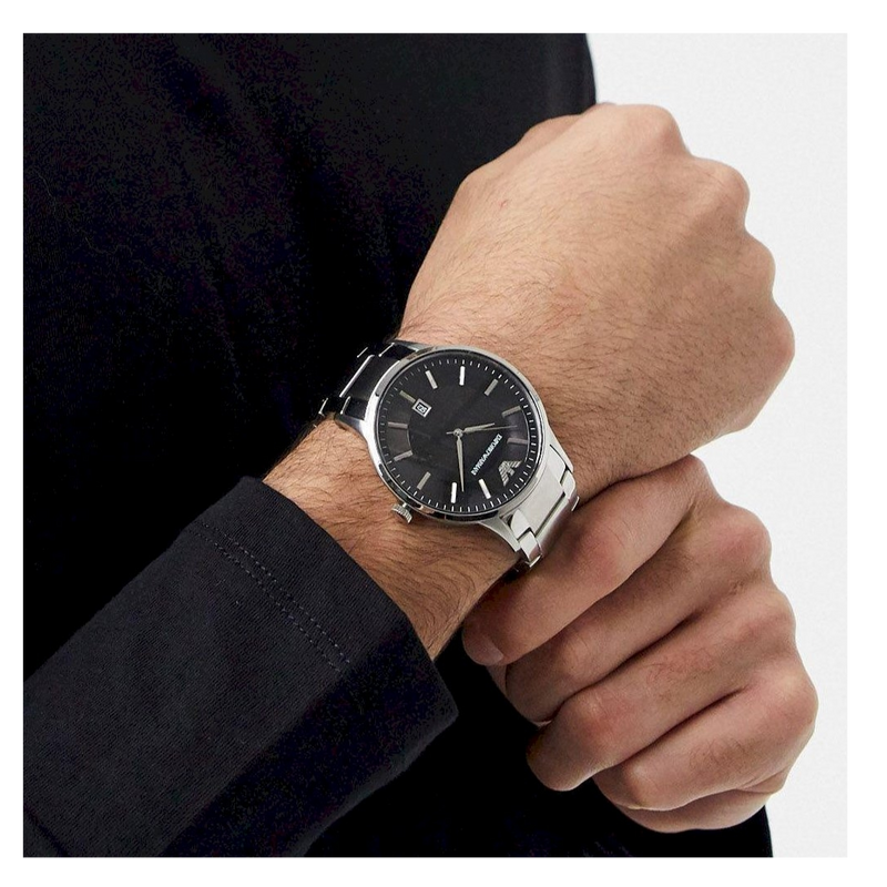 Emporio Armani Renato Quartz Black Dial Silver Steel Strap Watch For Men - AR11181 Buy Now By Emporio Armani