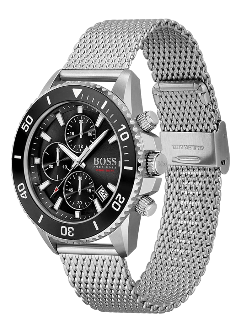 Shop Hugo Boss Ocean Edition Black Dial Silver Mesh Bracelet Watch for Men - 1513701 in USA