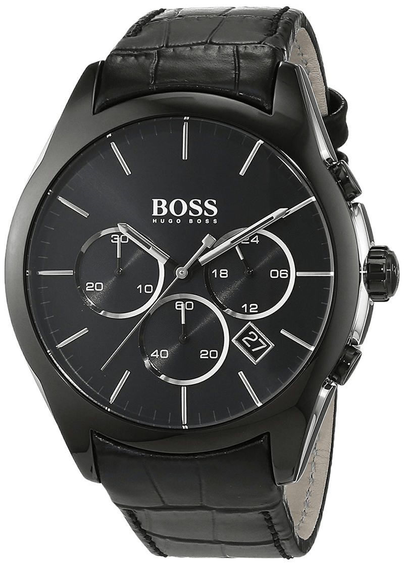 Hugo Boss Onyx Black Dial Black Leather Strap Watch for Men - 1513367 Buy Now By Hugo Boss