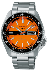 Seiko 5 Sports Double Hurricane Retro Orange Dial Silver Steel Strap Watch For Men - SRPK11K1 Buy Now By Seiko