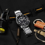 Seiko 5 Sports Automatic Day Date Black Dial Silver Steel Strap Watch for Men - SRPD55K1 Buy Now By Seiko