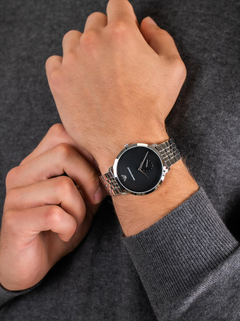 Emporio Armani Classic Quartz Black Dial Silver Steel Strap Watch For Men - AR11161 Buy Now By Emporio Armani