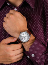 Shop Tommy Hilfiger Damon Quartz White Dial Brown Leather Strap Watch for Men - 1791418 in USA