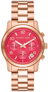 Michael Kors Runway Chronograph Pink Dial Rose Gold Steel Strap Watch For Women - MK7352 Buy Now By Michael Kors