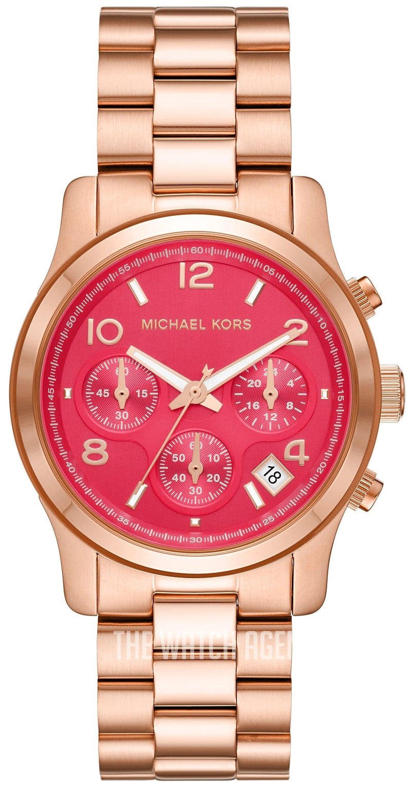 Michael Kors Runway Chronograph Pink Dial Rose Gold Steel Strap Watch For Women - MK7352 Buy Now By Michael Kors