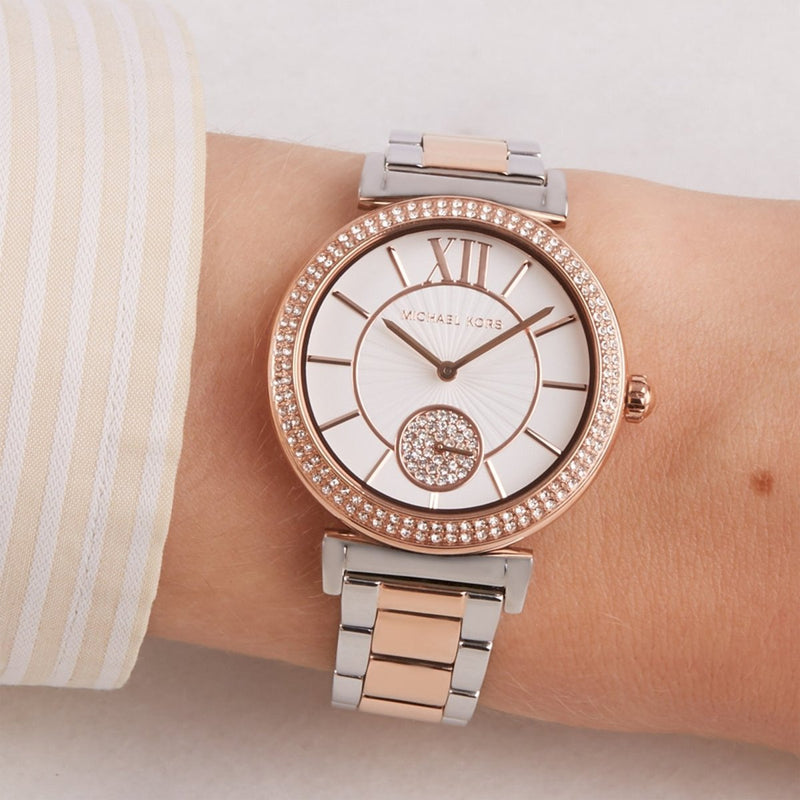 Michael Kors Abbey Three-Hand White Dial Two Tone Steel Strap Watch for Women - MK4616 Buy Now By Michael Kors
