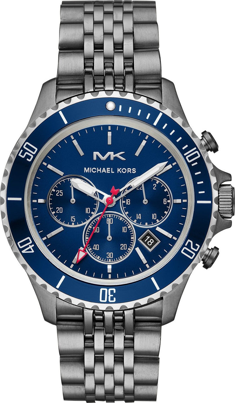 Michael Kors Bayville Chronograph Blue Dial Grey Steel Strap Watch For Men - MK8727 Buy Now By Michael Kors