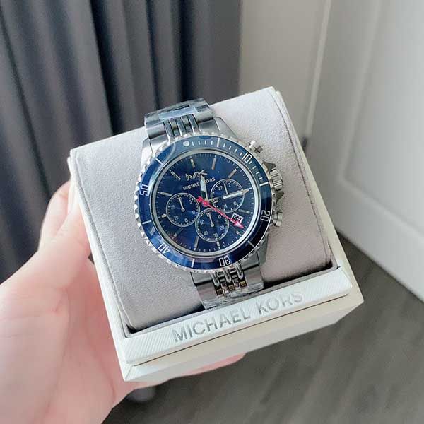 Michael Kors Bayville Chronograph Blue Dial Grey Steel Strap Watch For Men - MK8727 Buy Now By Michael Kors