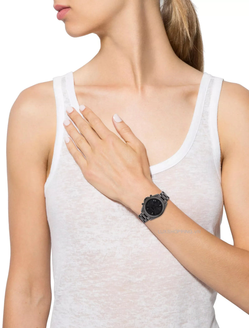 Michael Kors Bradshaw Chronograph Black Dial Black Steel Strap Watch For Women - MK6058 Buy Now By Michael Kors