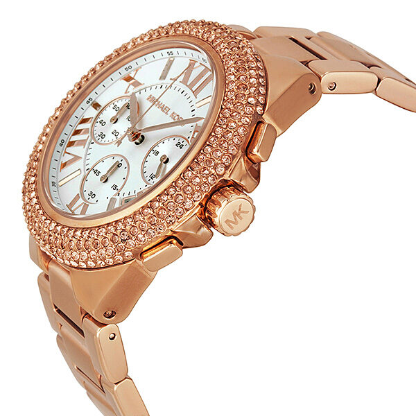 Shop Michael Kors Camille Chronograph White Dial Rose Gold Steel Strap Watch for Women - MK5636 in USA