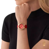Michael Kors Camille Three-Hand Red Dial Red Leather Strap Watch for Women - MK4750 Buy Now By Michael Kors