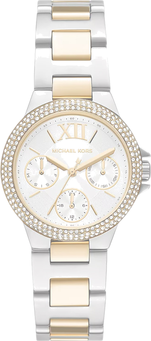 Shop Michael Kors Camille Multifunction Silver Dial Two Tone Steel Strap Watch For Women - MK6982 in USA