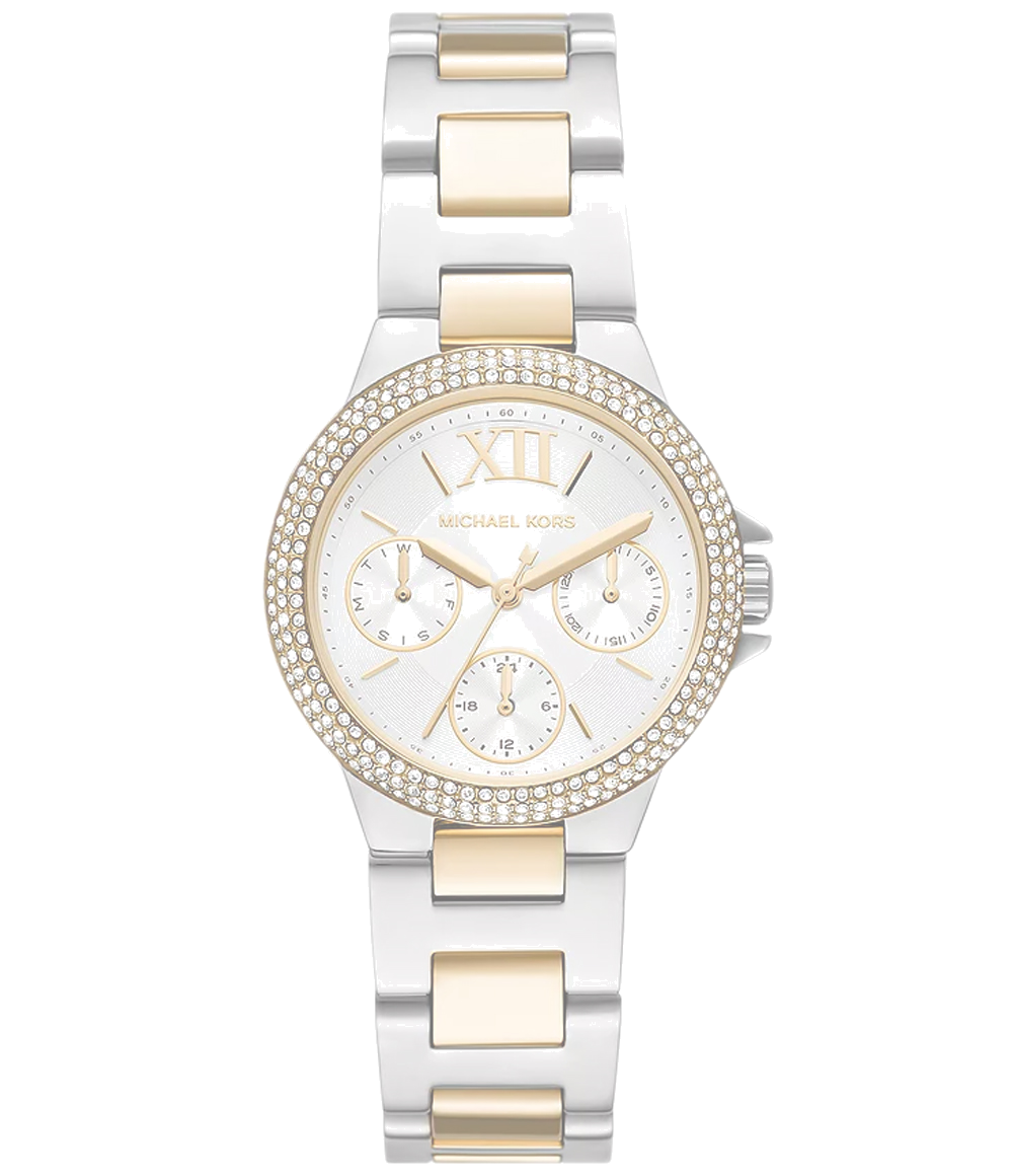 Michael Kors Camille Multifunction Silver Dial Two Tone Steel Strap Watch For Women - MK6982