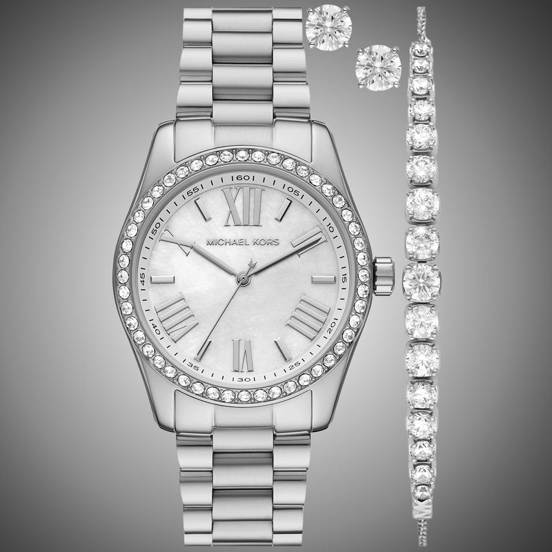 Michael Kors Lexington Crystals Mother of Pearl White Dial Silver Steel Strap Watch for Women - MK1087 Buy Now By Michael Kors