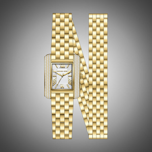Michael Kors Emery Pave Double Wrap White Dial Gold Steel Strap Watch for Women - MK4833 Buy Now By Michael Kors