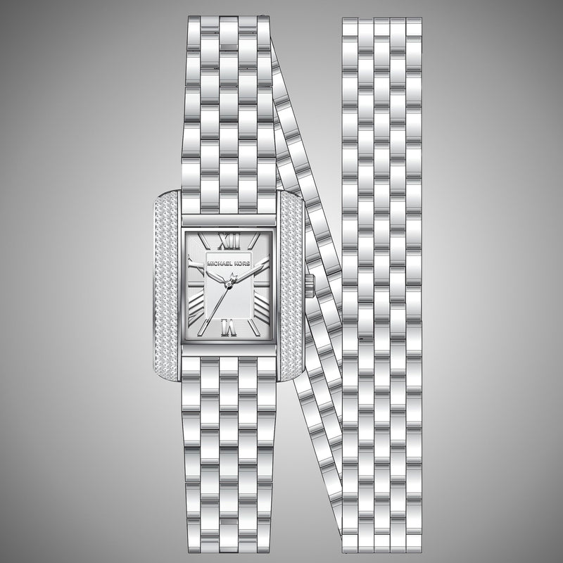 Michael Kors Emery Pave Double Wrap White Dial Silver Steel Strap Watch for Women - MK4834 Buy Now By Michael Kors