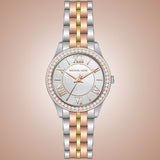Michael Kors Harlowe Three-Hand Mother of Pearl White Dial Tri Tone Steel Strap Watch for Women - MK4846 Buy Now By Michael Kors