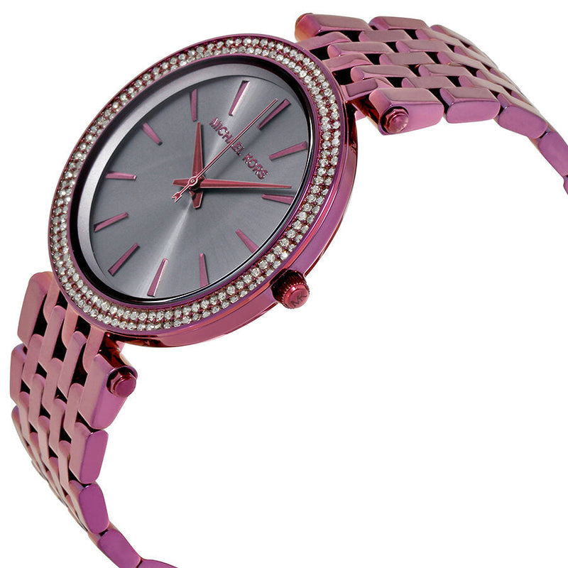 Shop Michael Kors Darci Black Dial Purple Steel Strap Watch for Women - MK3554 in USA
