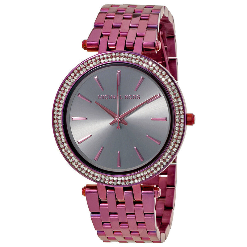 Shop Michael Kors Darci Black Dial Purple Steel Strap Watch for Women - MK3554 in USA