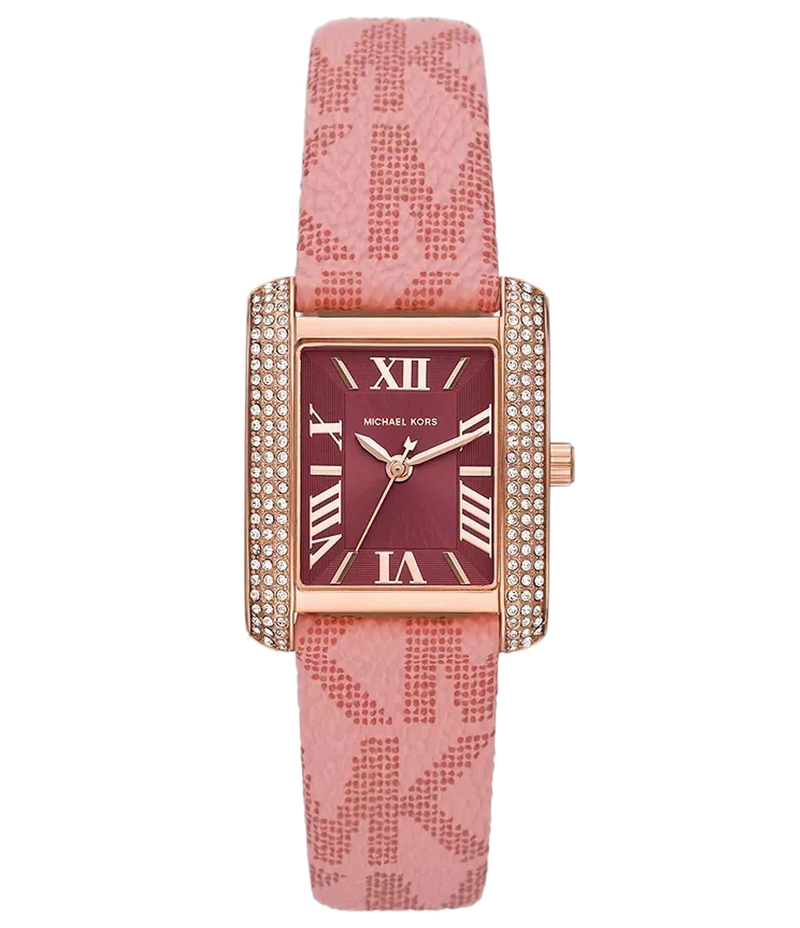 Michael Kors Emery Quartz Diamonds Red Dial Pink Leather Strap Watch For Women - MK2966 Buy Now By Michael Kors