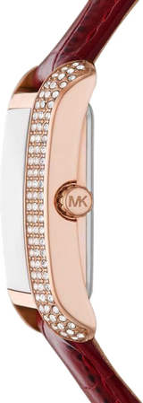Michael Kors Emery Quartz Diamonds Silver Dial Red Leather Strap Watch For Women - MK4689 Buy Now By Michael Kors