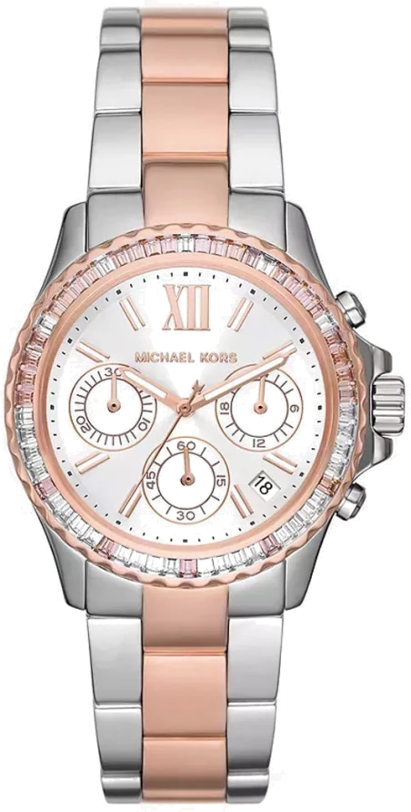 Michael Kors Everest Chronograph White Dial Two Tone Steel Strap Watch For Women - MK7214 Buy Now By Michael Kors
