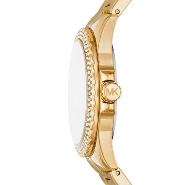 Michael Kors Everest Three-Hand Mother of Pearl White Dial Gold Steel Strap Watch For Women - MK7363