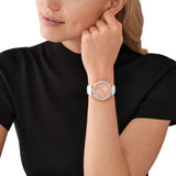Michael Kors Harlowe Analog Rose Gold Dial White Leather Strap Watch For Women - MK2989 Buy Now By Michael Kors