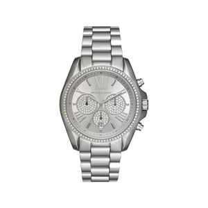 Michael Kors Bradshaw Chronograph Silver Dial Silver Steel Strap Watch For Women - MK6537