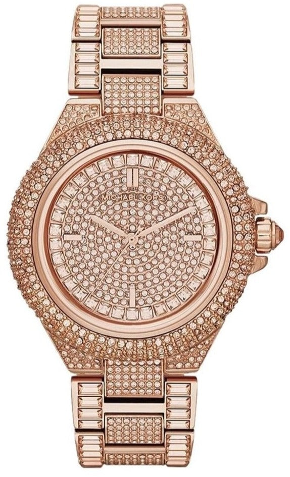 Shop Michael Kors Camille Crystal Rose Gold Dial Rose Gold Steel Strap Watch for Women - MK5862 in USA